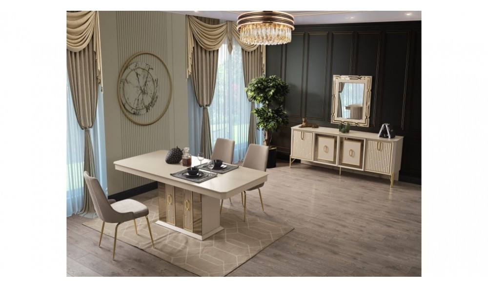 Bahar Bej Yemek Odası Kapaklar %100 MDF (Kasa Suntalem Malzemeden Üretilmiştir)