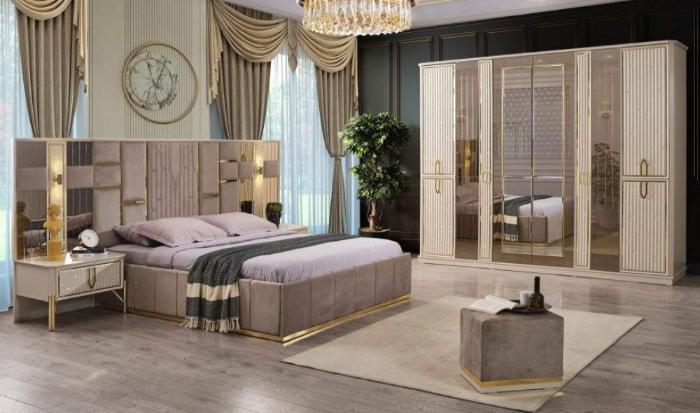 Bahar Bej Yatak Odası %100 MDF (Dolap İç Dizayn Suntalem Malzemeden Üretilmiştir)
