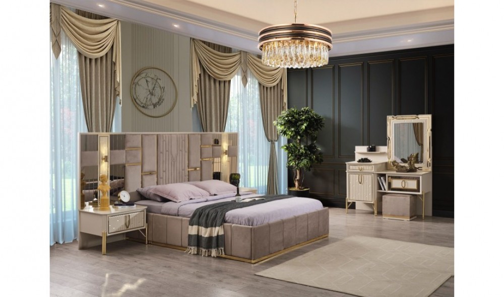 Bahar Bej Yatak Odası %100 MDF (Dolap İç Dizayn Suntalem Malzemeden Üretilmiştir)