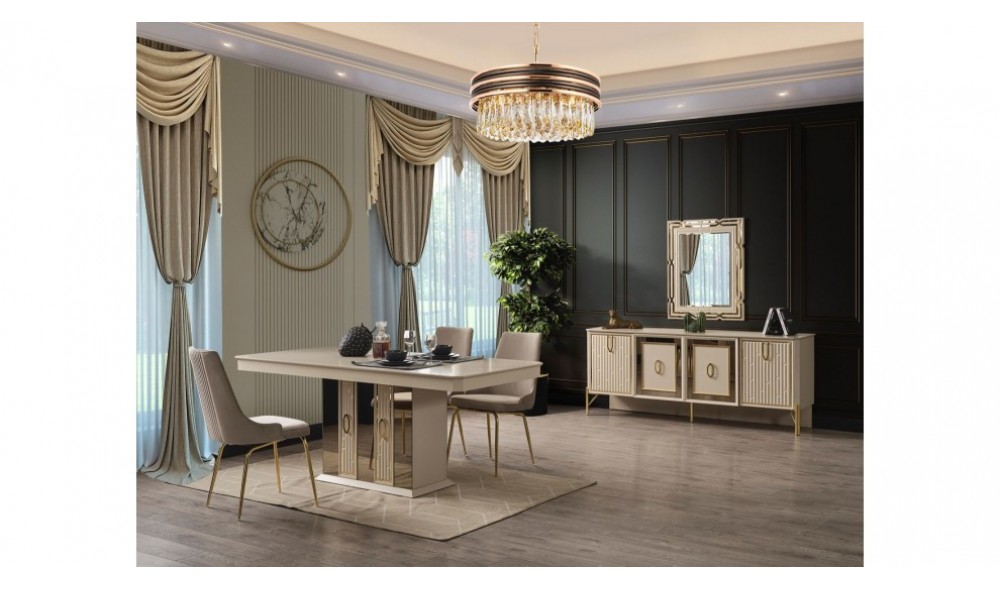 Bahar Bej Yemek Odası Kapaklar %100 MDF (Kasa Suntalem Malzemeden Üretilmiştir)