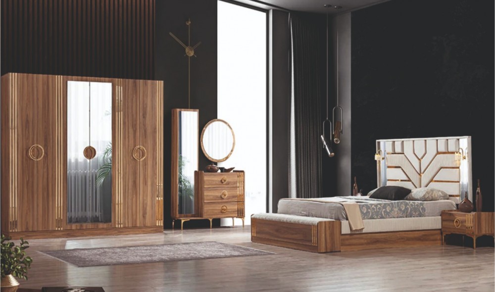 Alya Ceviz Yatak Odası Kendinden Bazalı 