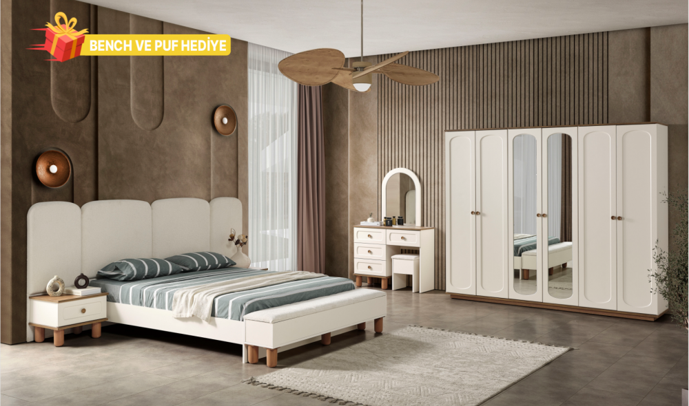 Bohem Yatak Odası (Ön yüzler mdf iç iskelet suntalem malzemeden üretilmiştir)