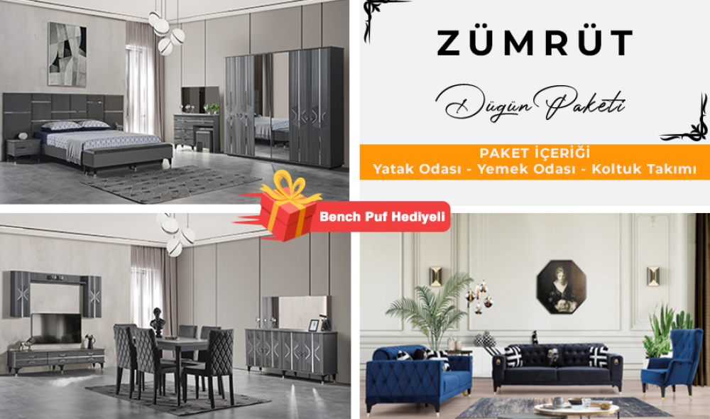 Zümrüt Düğün Paketi (Yüzler MDF Kasa Suntalem Malzemeden Üretilmiştir)