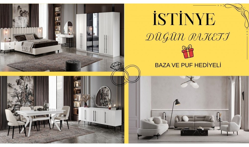 İSTİNYE DÜĞÜN PAKETİ %100 MDF ( Baza hediyelidir )