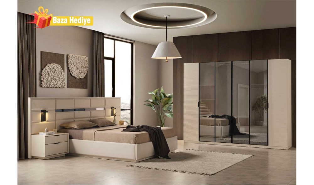 Lotus Yatak Odası (Ön yüzler mdf iç iskelet suntalem malzemeden üretilmiştir)