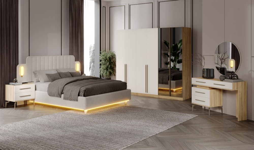 ALFABİ YATAK ODASI % 100 MDF ( Baza hediyelidir.)