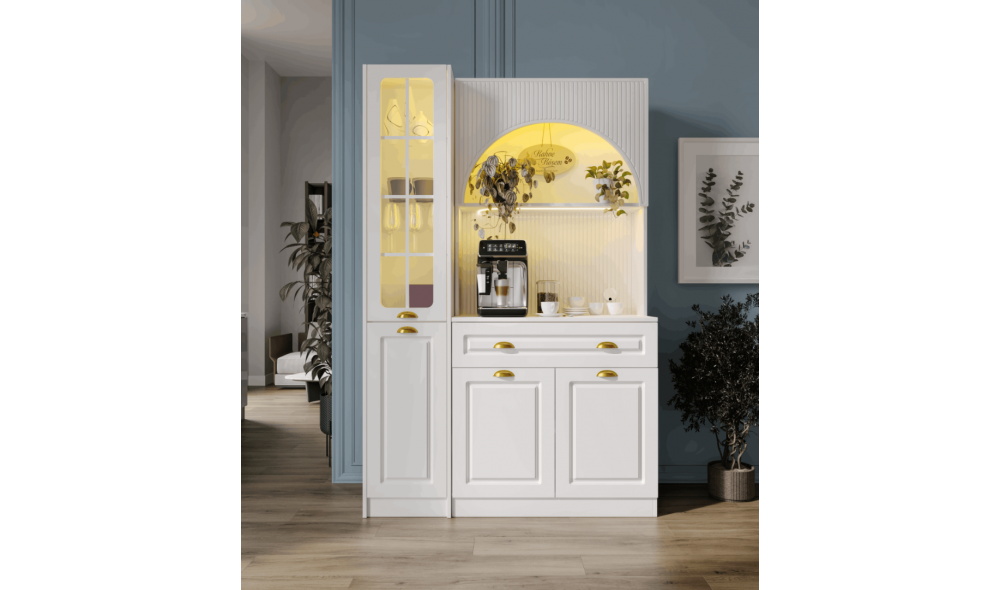 Armoni Gold Midi Kahve Köşesi Sol Vitrinli Komple MDF