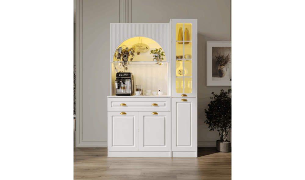 Armoni Gold Midi Kahve Köşesi Sağ Vitrinli Komple MDF