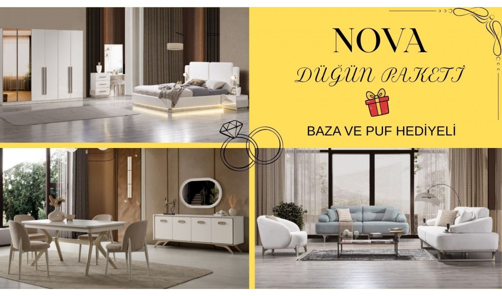 NOVA DÜĞÜN PAKETİ (Ön yüzler mdf , gövde 1.sınıf suntalem )