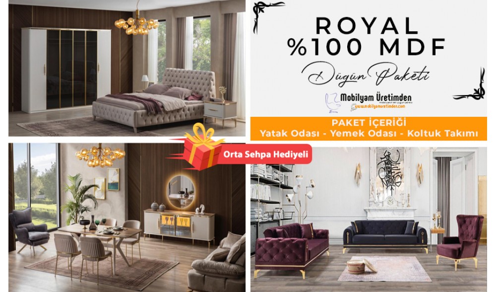 Royal Düğün Paketi (Yüzler %100 MDF Kasa Suntalem)