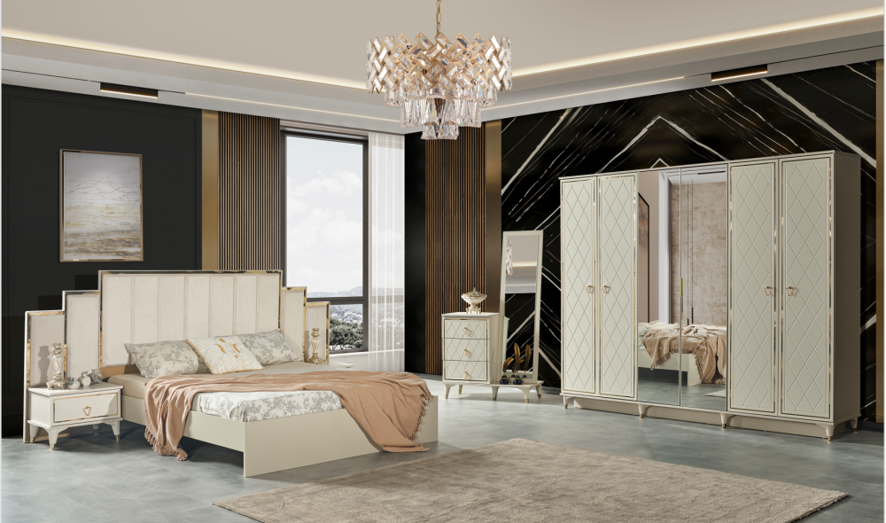 SEDEF DÜĞÜN PAKETİ Sedef Yatak Odası  Kapaklar %100 MDF (Kasa Suntalem Malzemeden Üretilmiştir)