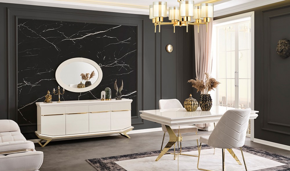 Angel Yemek Odası (Ön yüzler %100 mdf kasa suntalem malzemeden üretilmiştir)