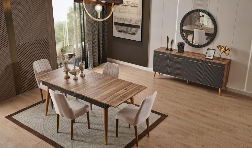Çırağan Ceviz Yemek Odası  %100 MDF