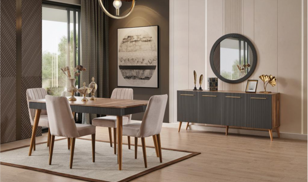 Çırağan Ceviz Yemek Odası  %100 MDF