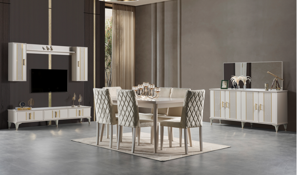 Orkide Yemek Odası (Ön yüzler %100 mdf kasa suntalem malzemeden üretilmiştir)